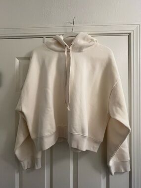JCrew Cream Cropped Hoodie - Women's Cozy Pullover